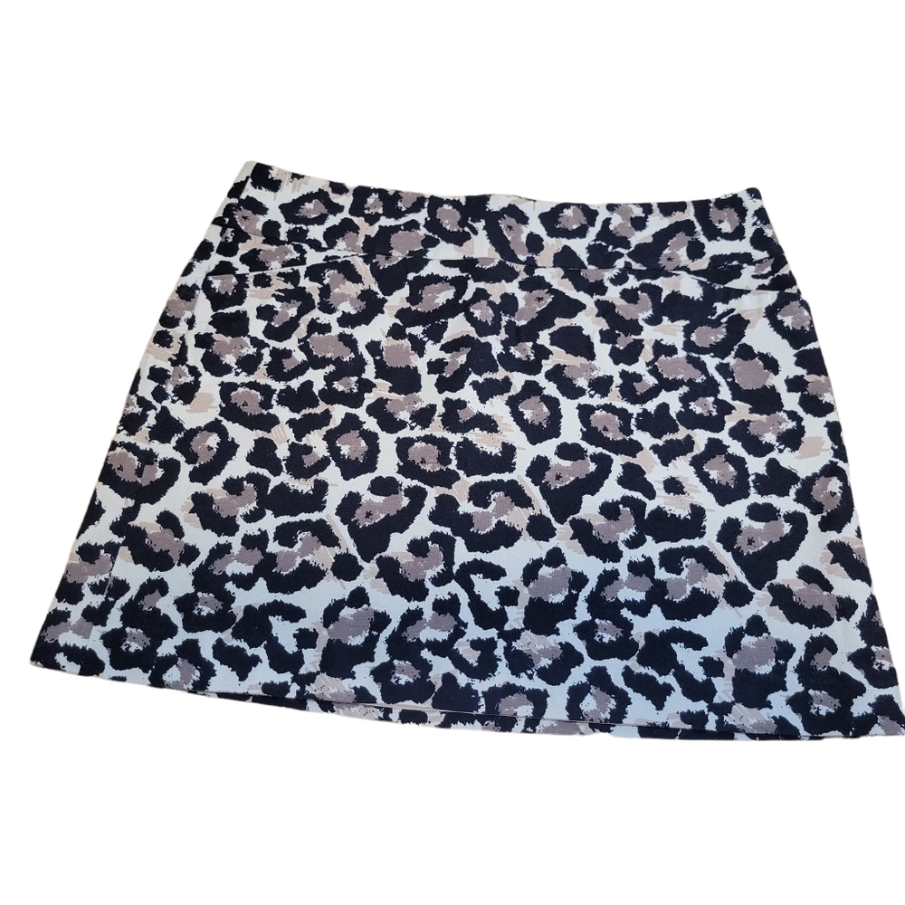 LOFT Leopard Print Skirt 12 Mini A-Line Pockets Animal Print Ann Taylor